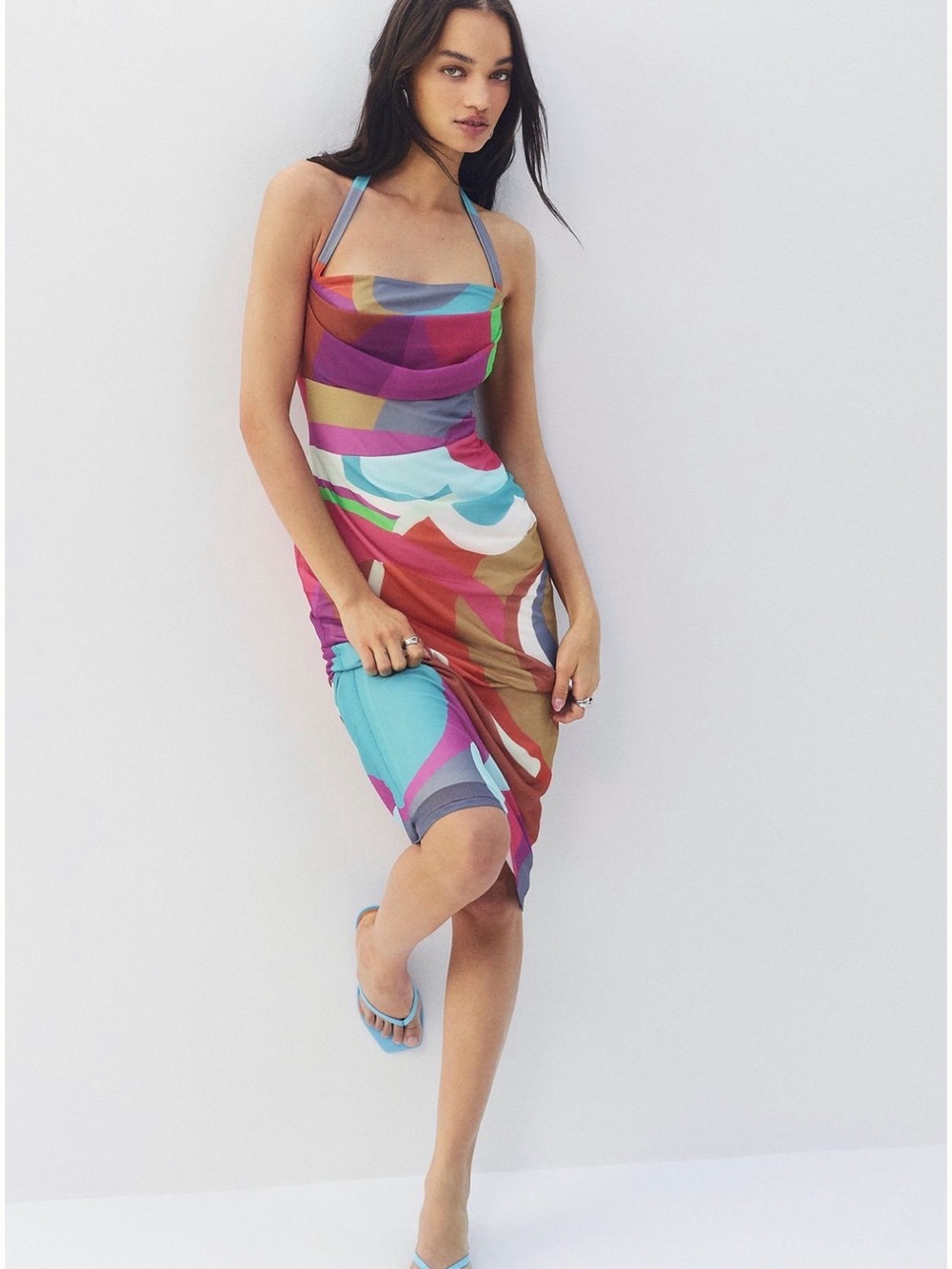 By Anthropologie square neck, halter midi dress NWT XS